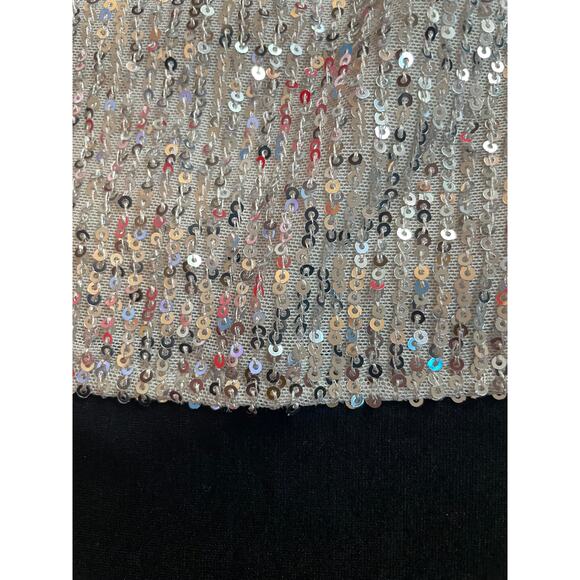 7 For all mankind sequin bodysuit Size Small, silver, black, mock neck, snaps - Picture 5 of 6